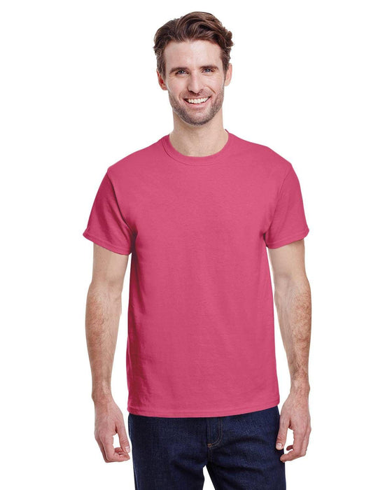 Gildan Adult Heavy Cotton 8.8 oz./lin. yd. T-Shirt | G500 | Safety Pink • Turnaround: 2-5 Business Days